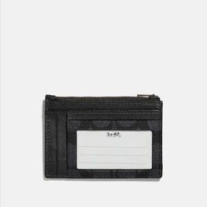 Coach Multiway Zip Card Case in Signature Canvas Black Smoke F66649